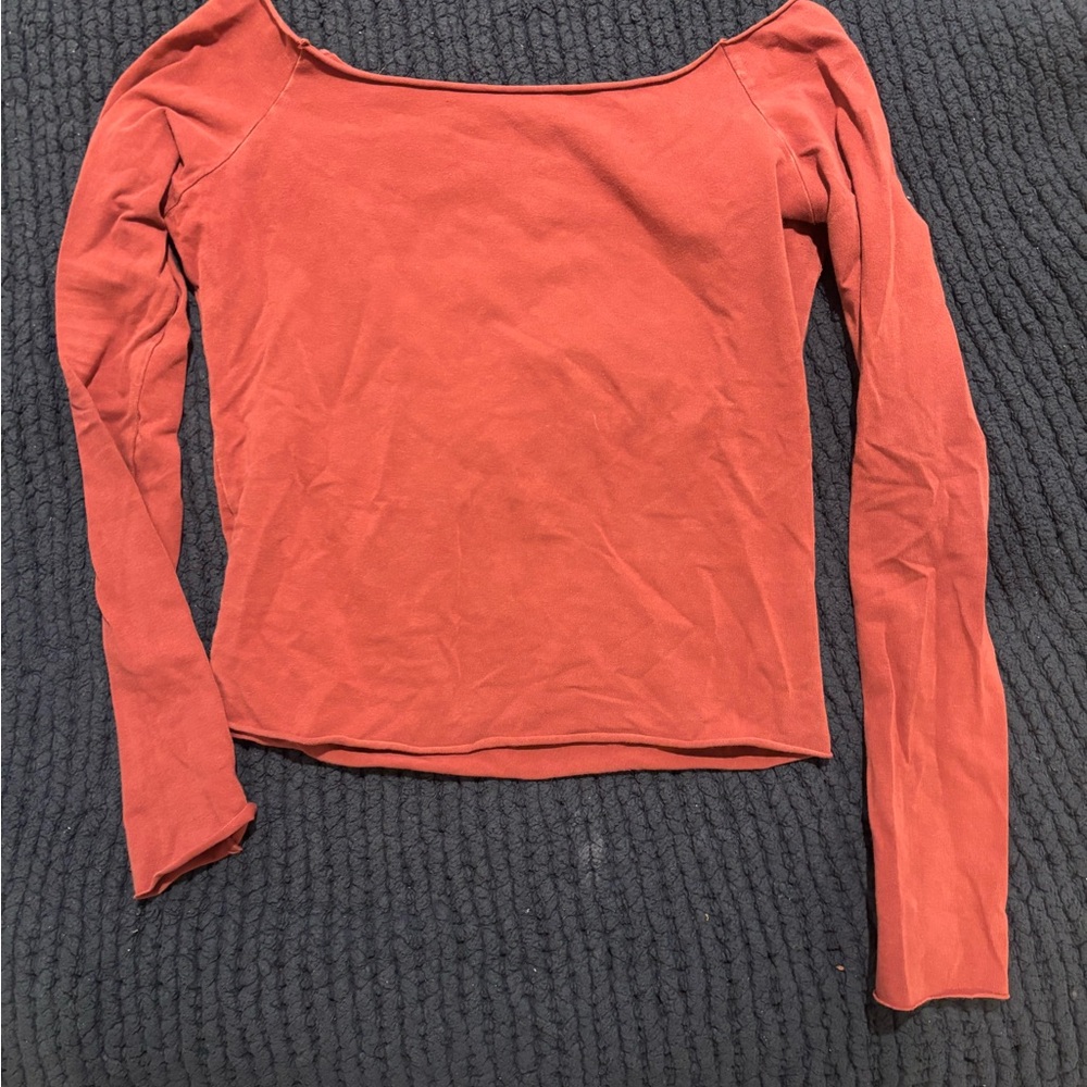 Red Long Sleeve Off The Shoulder Brandy Melville Top
